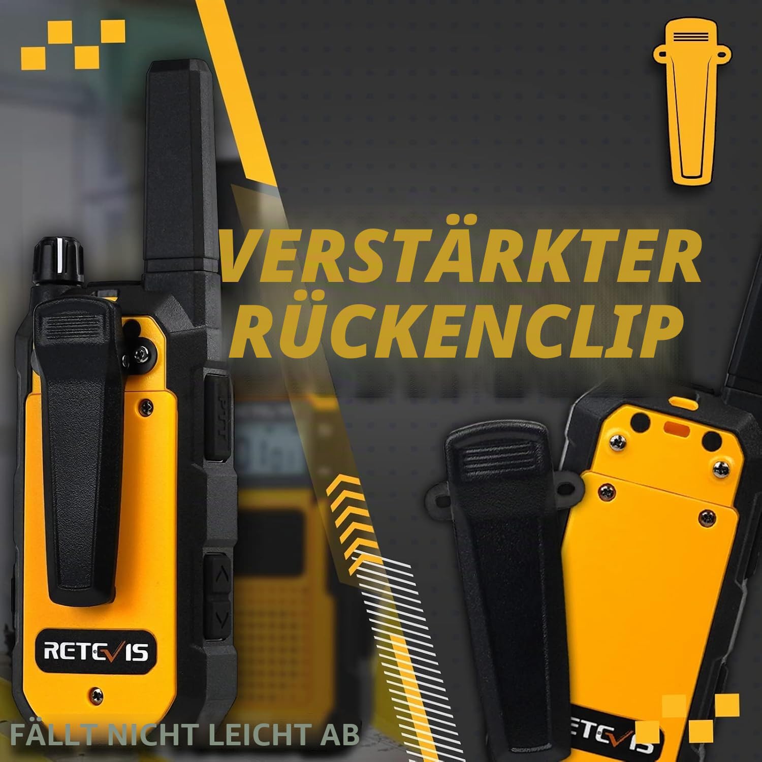 Retevis RB648 Walkie-Talkies mit Mikrofon, Funkgeräte Set Wasserdicht | Erweiterte Triple Proof, Staubdicht,2000 mAh Akku, Notfallalarm, Handfunkgerät für Industrie Baustelle(4er Set, Gelb)