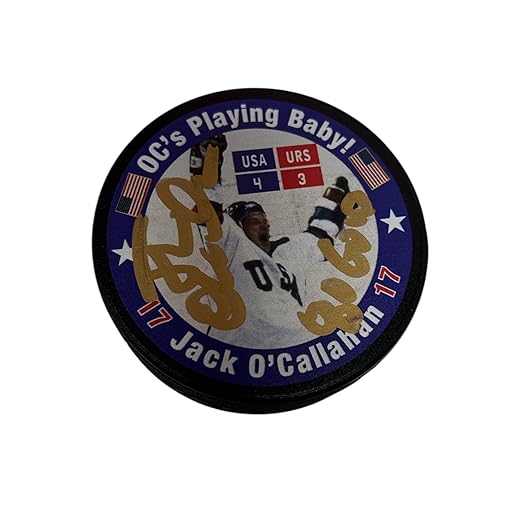 Jack O'Callahan Signed Officially Licensed 1980 "O.C. is Playing, Baby! Hockey Puck - Collectible Memorabilia, Makes a Great Gift
