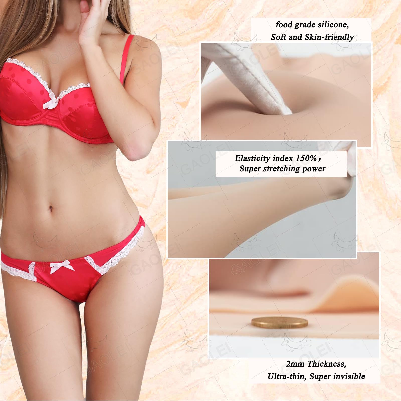 Adima Faux vagin Culotte en Silicone Insérable Transgenre Triangle Slips Réaliste Sissy Cacher Gaff String pour Cosplay