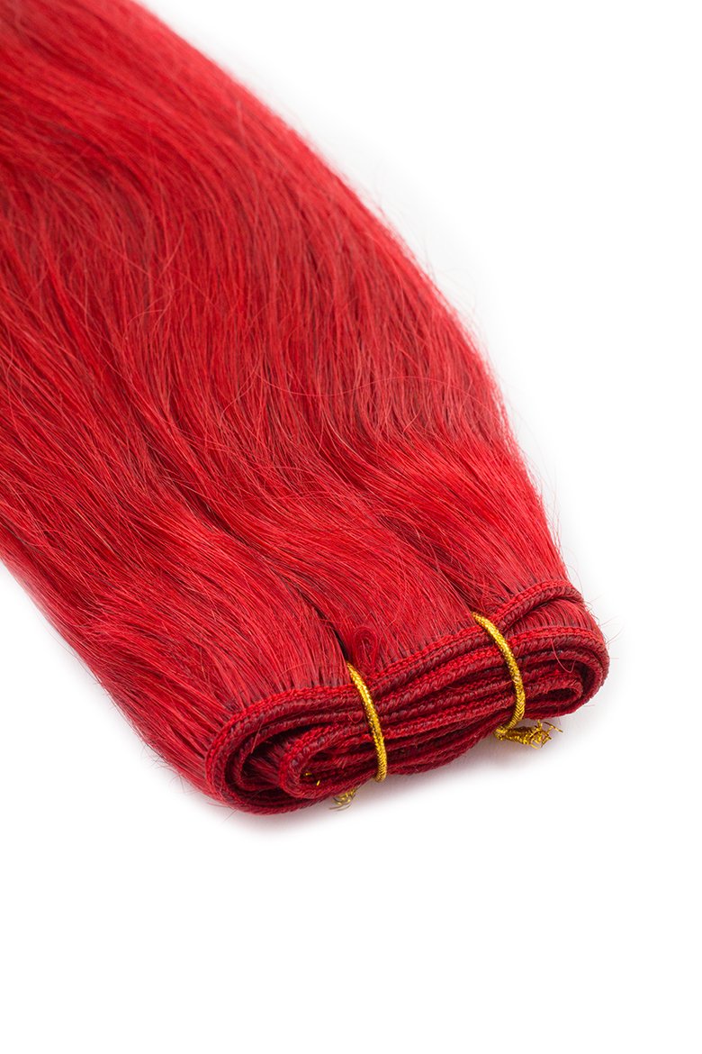 Weft Extensions Echthaar Tresse GlamXtensions glatt 100% Remy indisches Echthaar Human Hair - 50cm in der Farbe #740 Dunkelrot - Haarverlängerung Haarverdichtung zum Einnähen