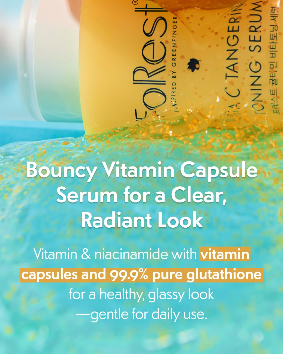 FOREST Vita C-Tangerine Toning Serum 1.69 fl. oz vitamin serum enriched with Mandarin Extract Niacinamide 5 Panthenol and Glutathione infused Vitamin Capsules for Glow Boost, Korean Skin Care - Image 3