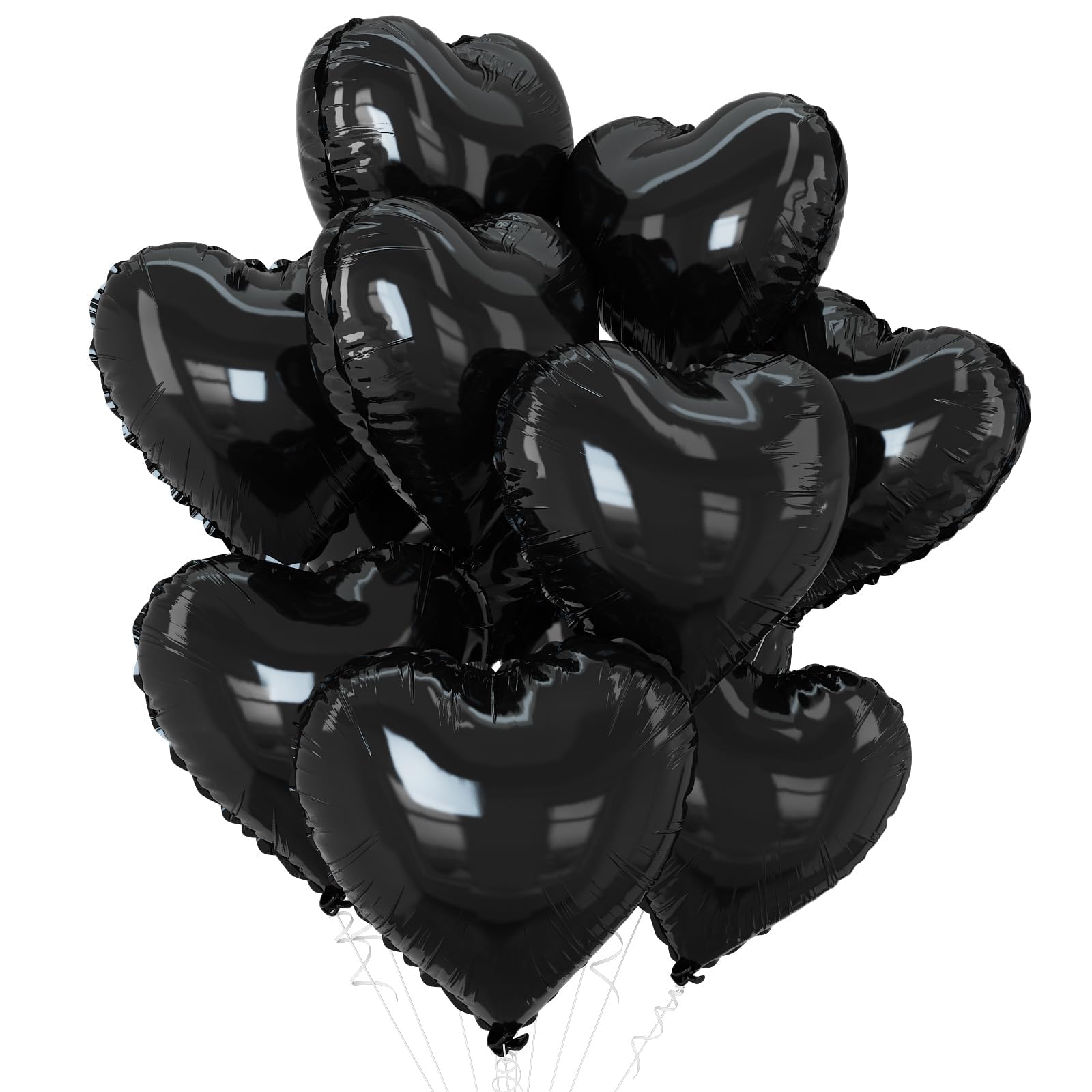 Black Heart Balloons,10Pcs Black Foil Heart Shaped Love Balloons,18Inch Helium Polyester Film Balloon for Valentines,Engagement,Birthday,Anniversary,Wedding Party Decorations