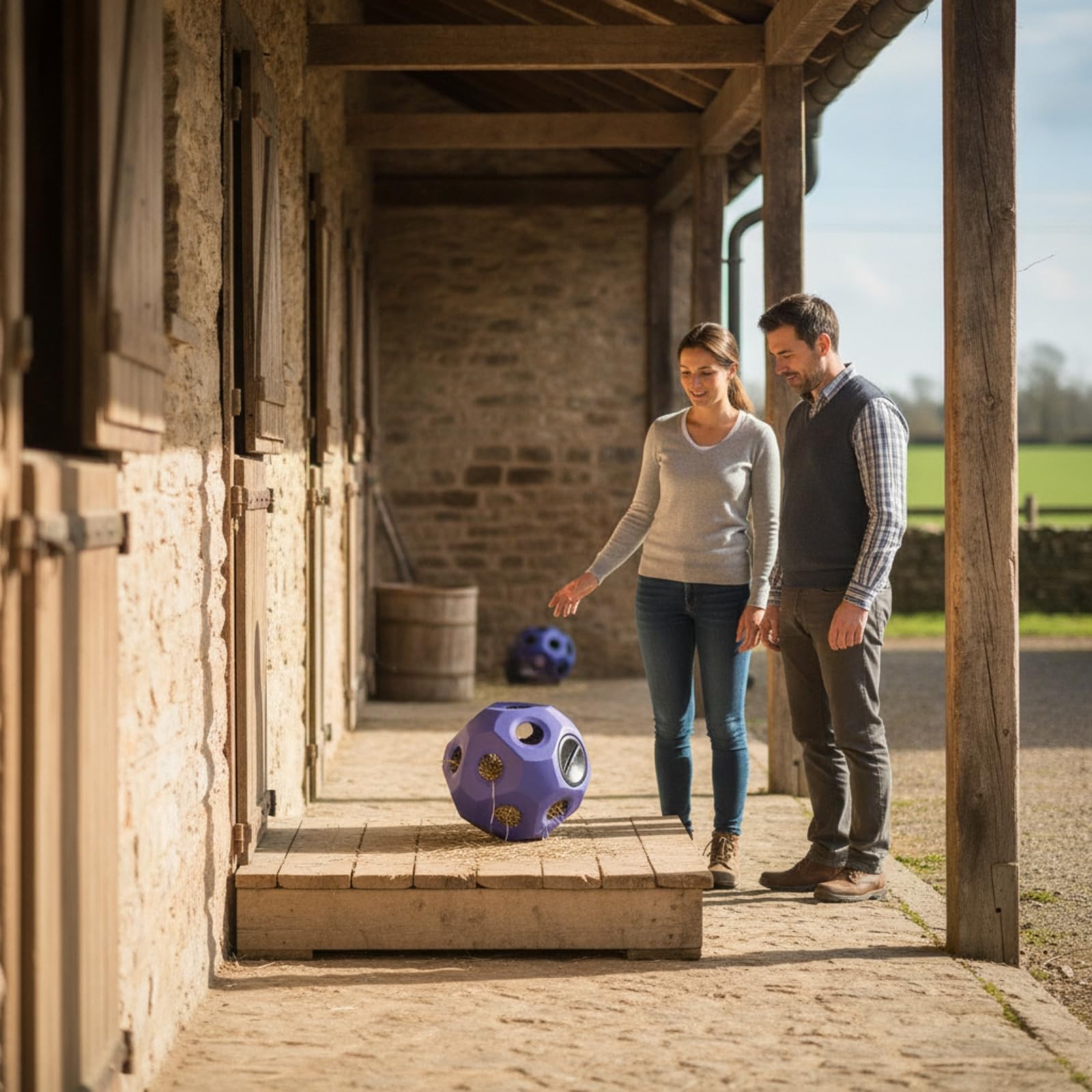 Livestock Forage Ball Palla Fieno Sfera Alimentazione Regolata Gioco Slow Feeder per Cavalli Asini in Polietilene Diametro36.5cm Adatta per Stalle Paddock, Array, Color to 5