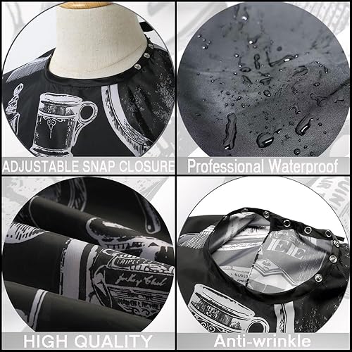 Miniatura 4 de Borogo Capa profesional impermeable para peinar el cabello de nailon para peluquería con cierre a presión 50 x 60 pulgadas color negro Negro 1