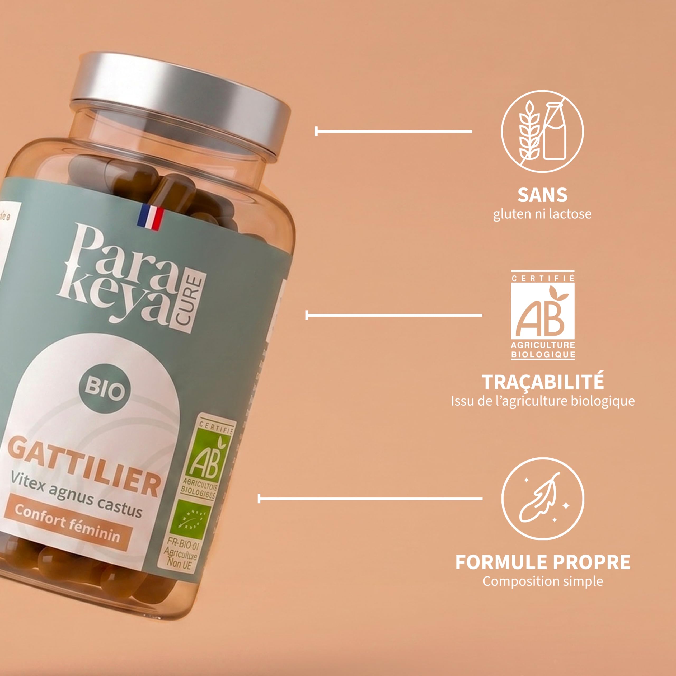 Gattilier Bio 250 mg - 60 gélules - Confort menstruel & équilibre au quotidien - Complément alimentaire