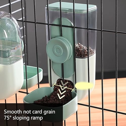 Miniatura 3 de Dispensador de agua colgante para alimentos, dispensador automático de agua para gatos y mascotas, juego de dispensador de agua para jaula (verde