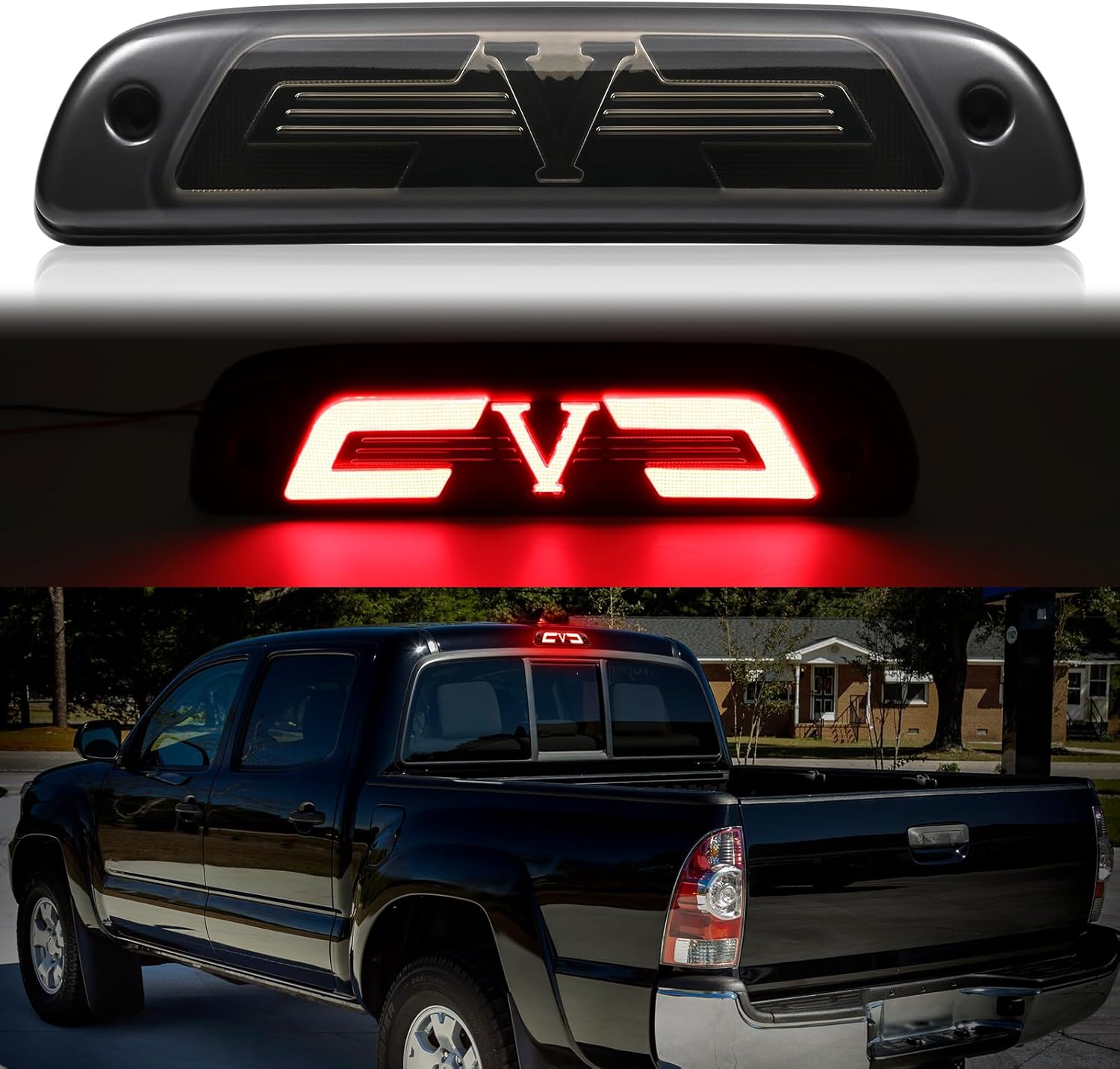 Third Brake Light Compatible with Tacoma 2016-2023, LED Rear Center High Mount Stop Light, F1 Style Strobe Roof Cargo Lamp, 3rd Brake Light Assembly Replace, Plug&Play, Waterproof, Clear Lens