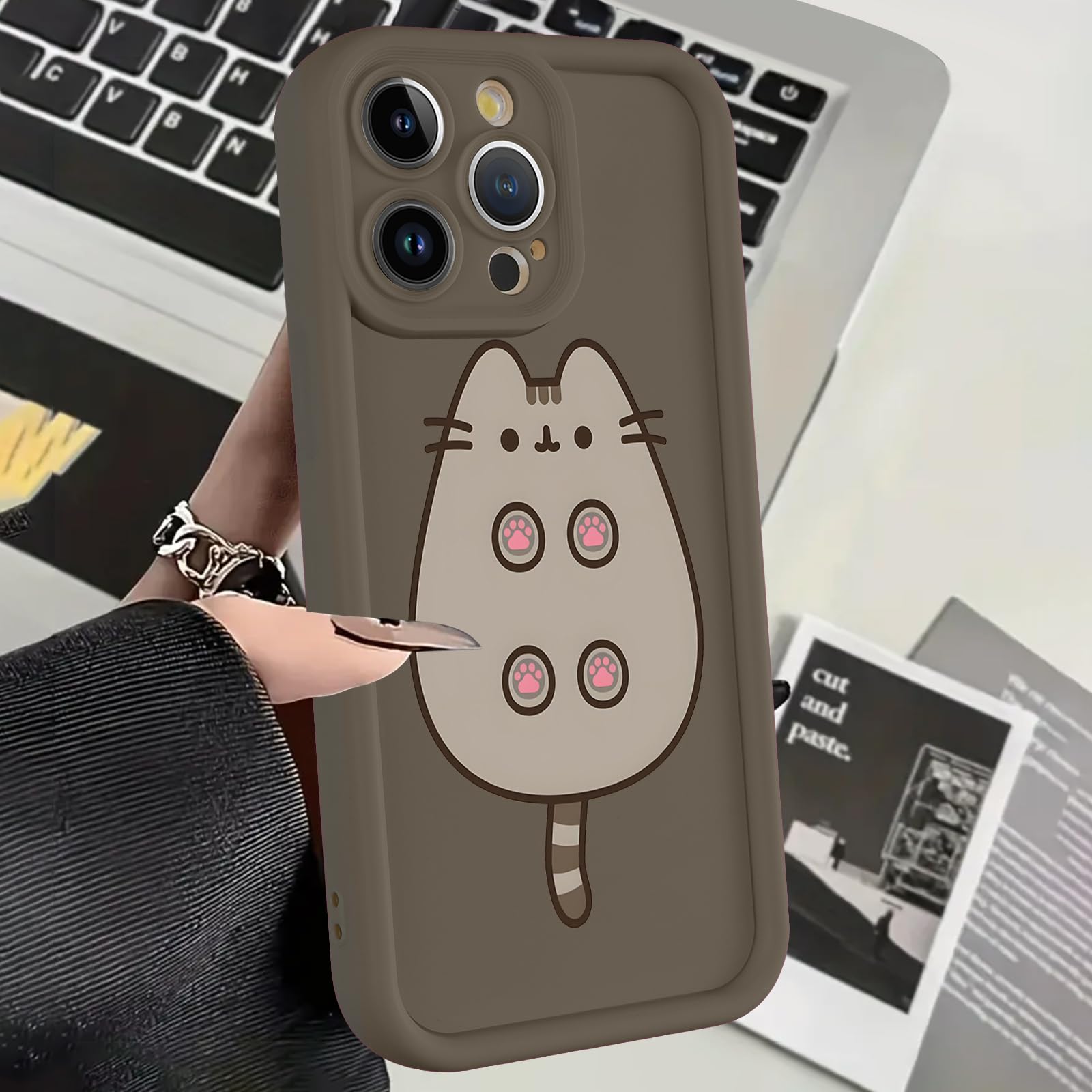 Custodia per telefono trasparente carina orecchio di gatto 3D