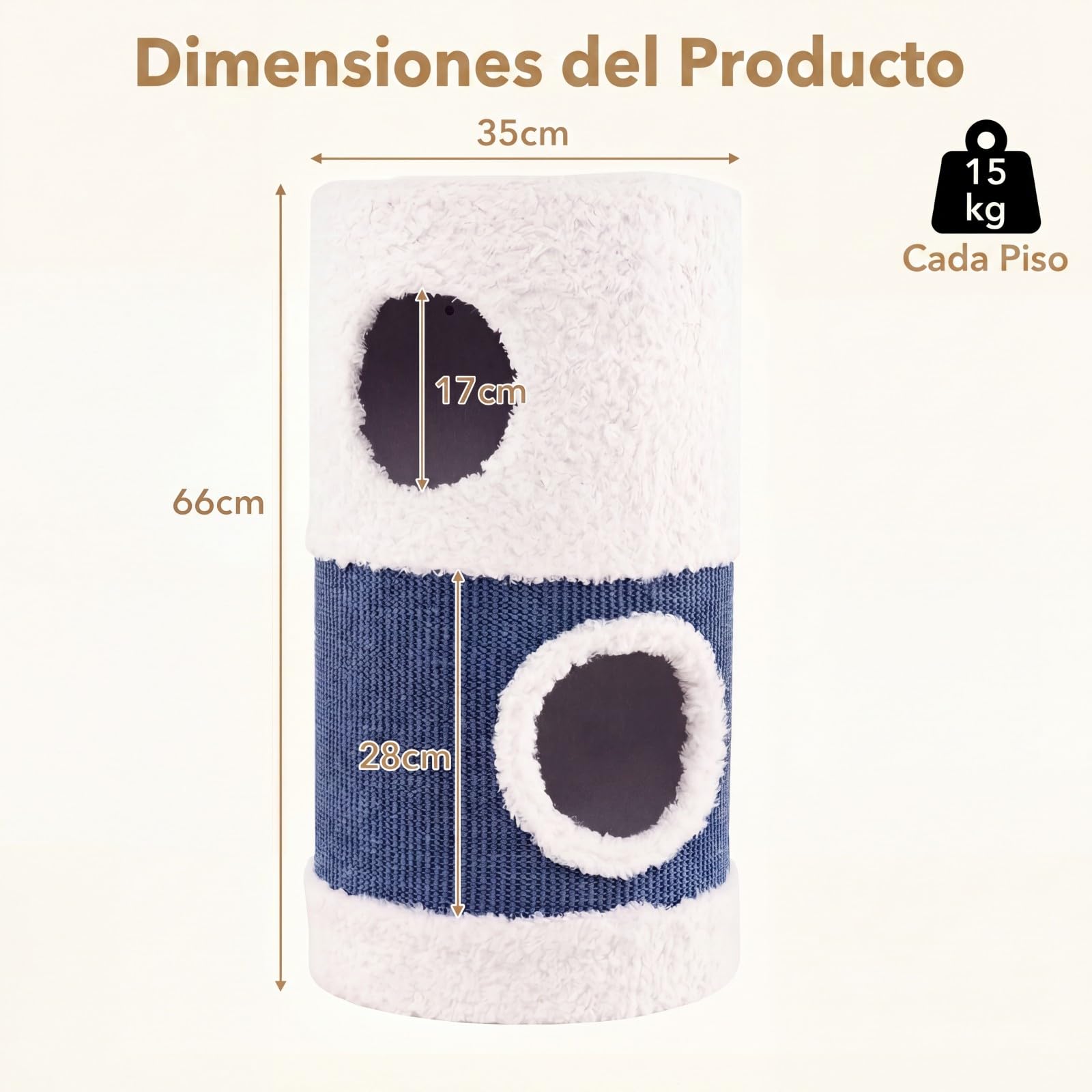 GOPLUS Árbol para Gatos de 2 Niveles, Barril Rascador para Gatos en Forma de Pato con Cubierta de Peluche, Almohada de Sisal, sin Montaje, Mueble Moderno para Mascotas, 35 x 35 x 66 cm