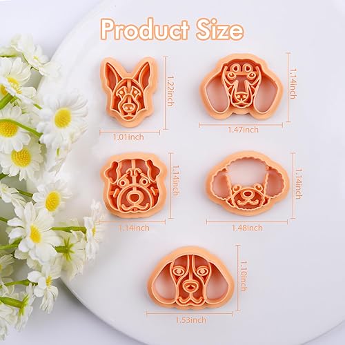 Miniatura 3 de Puocaon Dog Pets - 5 cortadores de arcilla para mascotas lindas para joyas de arcilla polimérica, cortadores de arcilla polimérica Beagle Shar Pei,