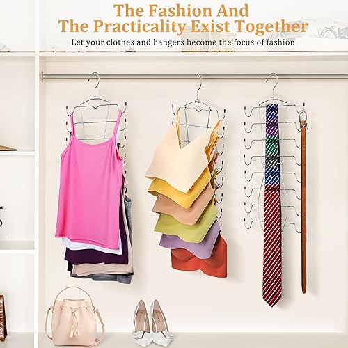 Miniatura 6 de Paquete de 3 organizadores de armario, perchas para camisetas sin mangas y correa de brasier, estante de almacenamiento para camisola y bufanda,