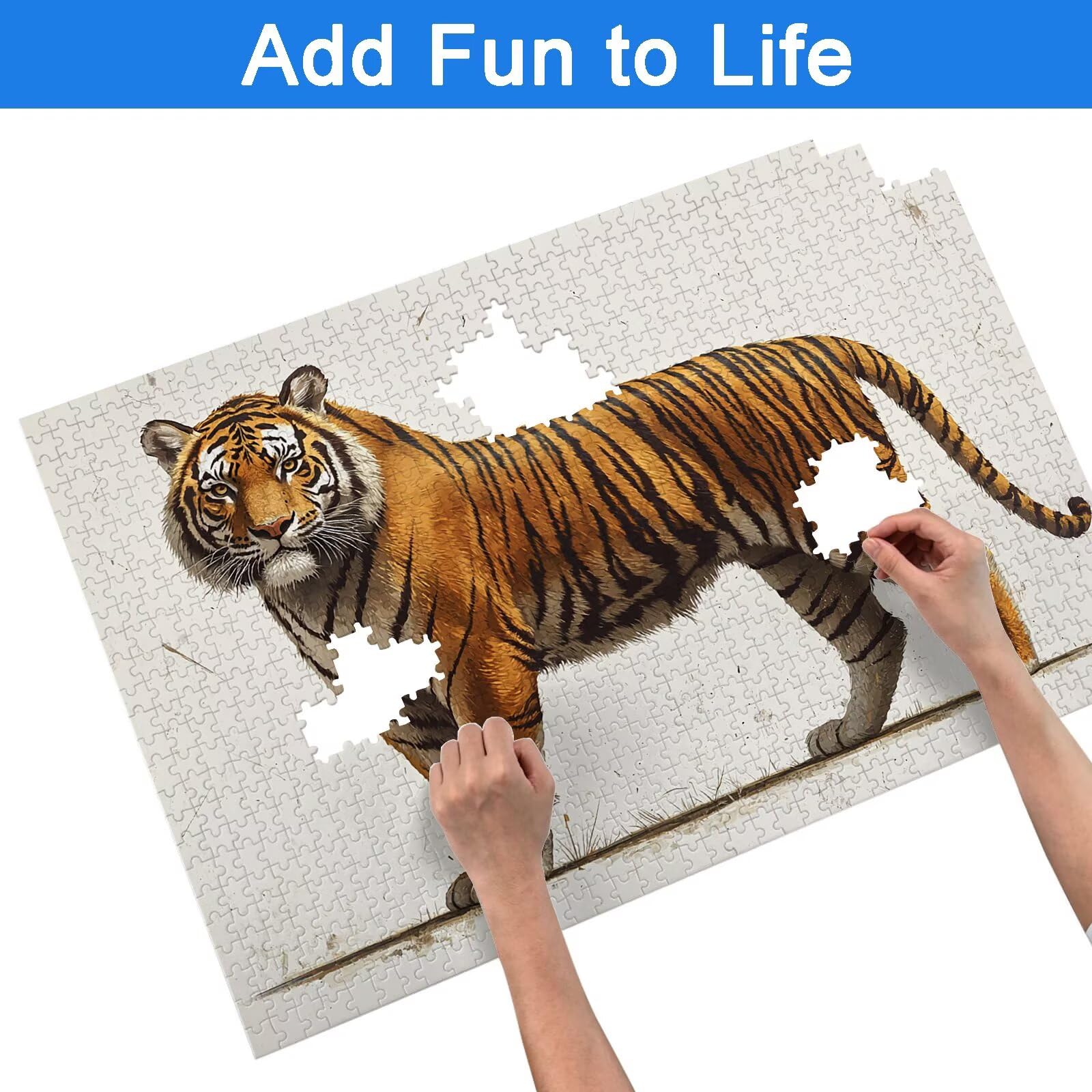 Puzzle 1500 Pièces Tigre, Puzzle 1500 Pièces Adultes et Enfants, Puzzles Bois avec Une Boîte d'emballage Exquise, Jeu Éducatif Puzzles Animal, Decoration Maison, Cadeau Femme, Cadeau Homme, -7105
