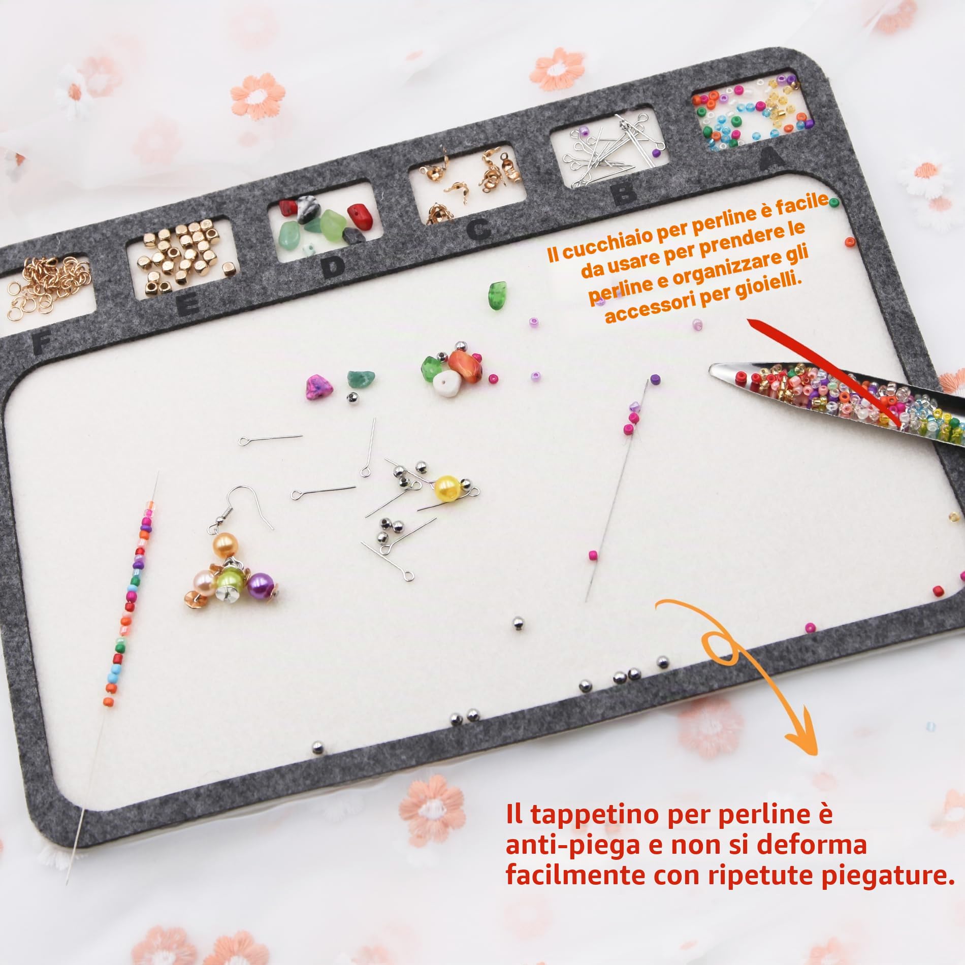 EuTengHao Design con perline tappetini con paletta per perline morbido e stabile tappetino per perline gioielli stringa aghi per perline vassoio organizer per gioielli fai da te creazione di