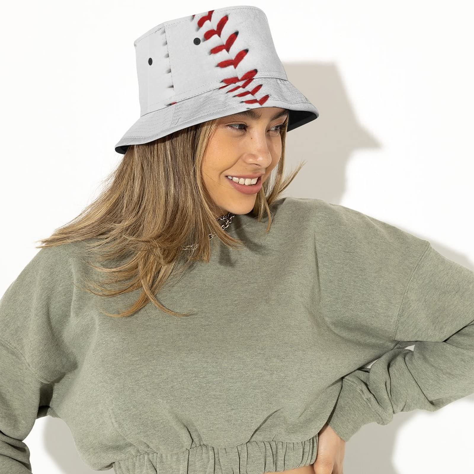 Softball Baseball Bucket Hat for Women Sports Ball Fisherman Cap Sports Ball Sun Hat for Men Sports Ball Hats for Teens Summer Outdoor Beach
