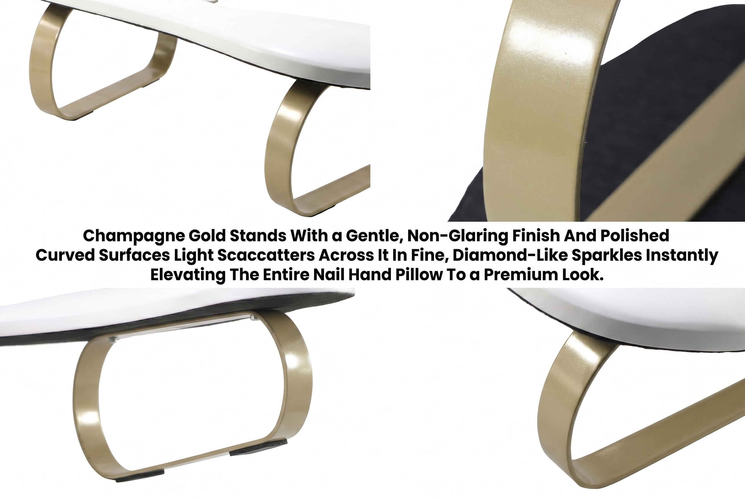 Reposabrazos para uñas con soporte para teléfono: plegable/ajustable/giratorio de 360° - Reposabrazos en forma de U para uñas con reposapiés curvado dorado - Reposamanos de ángulo de inclinación de 45