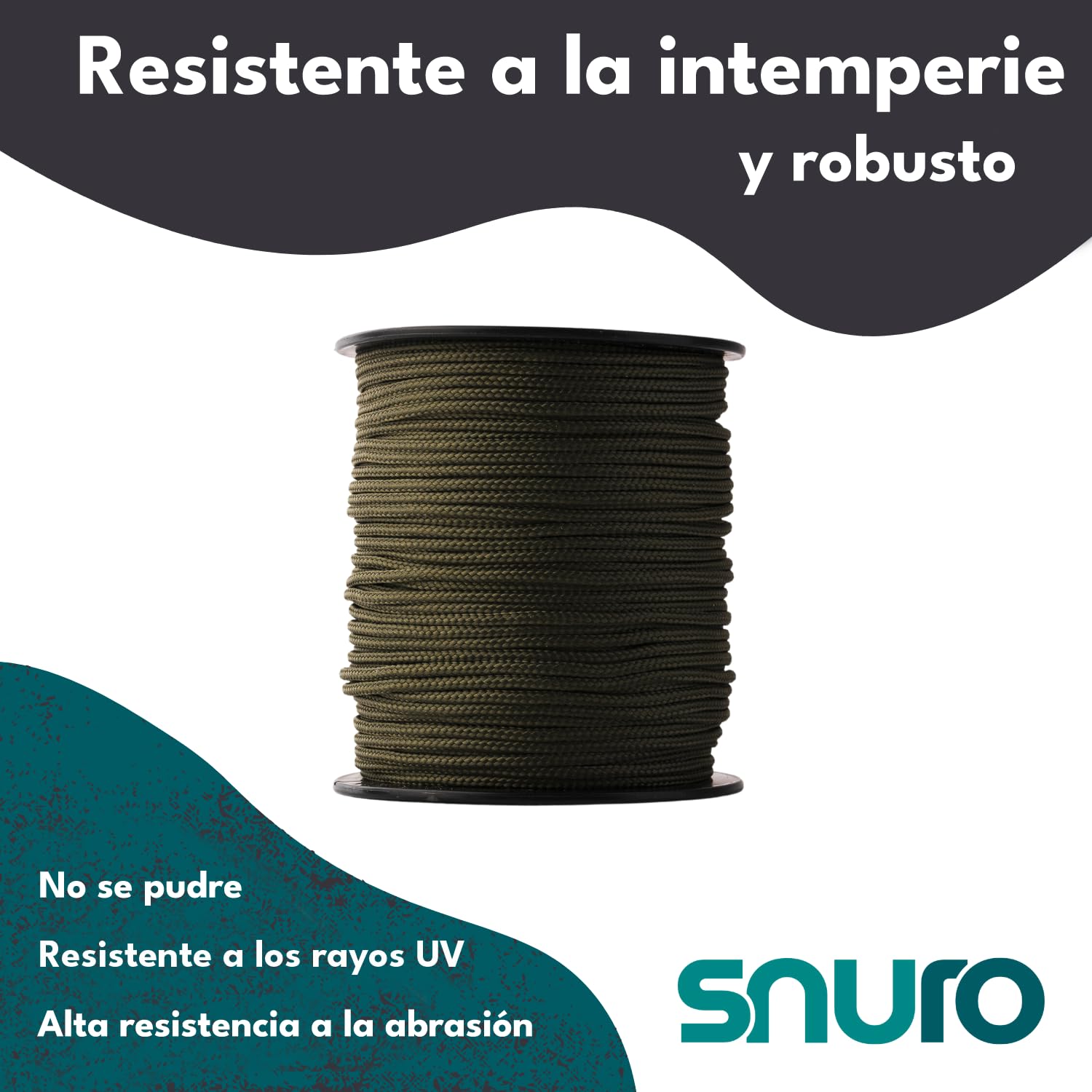 Cuerda de poliéster (3 mm, 100 m, color verde caqui), poliéster trenzado, fuerte, resistente a la intemperie y versátil, cuerda resistente a la intemperie, ideal para exteriores y supervivencia