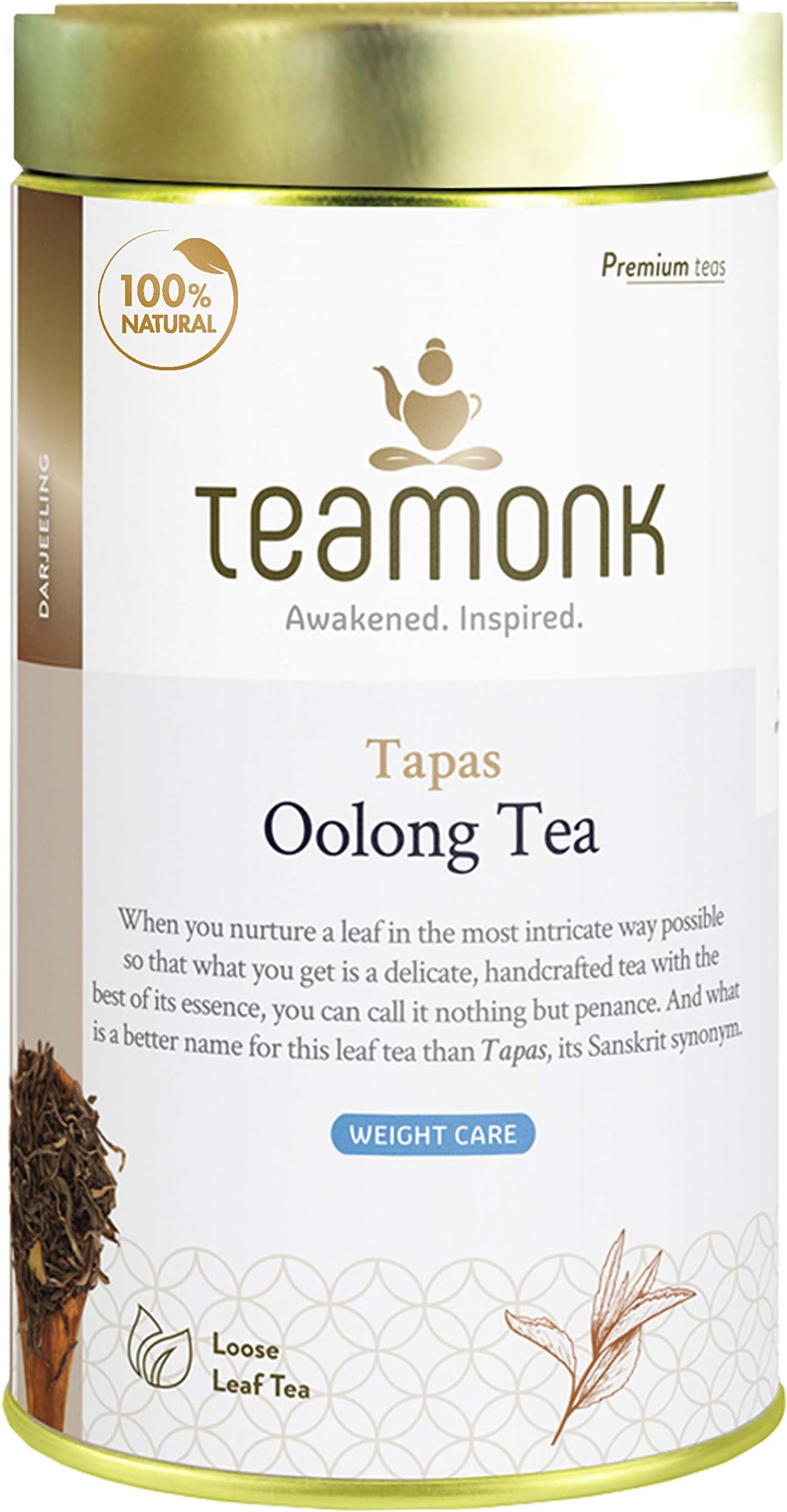 Teamonk - Tapas Oolong Tea Leaves (150Gram, 75 Cups)|Aditi Certified Organic Tea|100% Pure & Herbal Tea|No Oils, Artificial Aroma, Or Taste Enhancers|Darjeeling Tea - Loose Leave