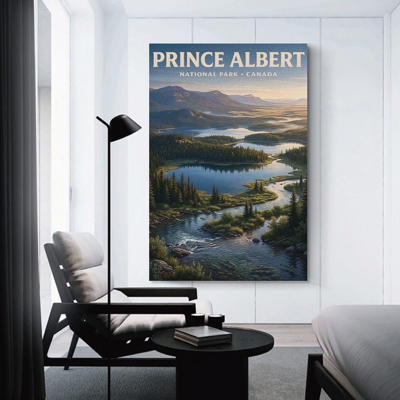 Junmoney Canvas Wall Picture Prince Albert National Park Canada, 24x36inch(60x90cm), for Calm Bedrooms, Home Corners Or Flats, Decorative Wall Art for Cosy Rooms