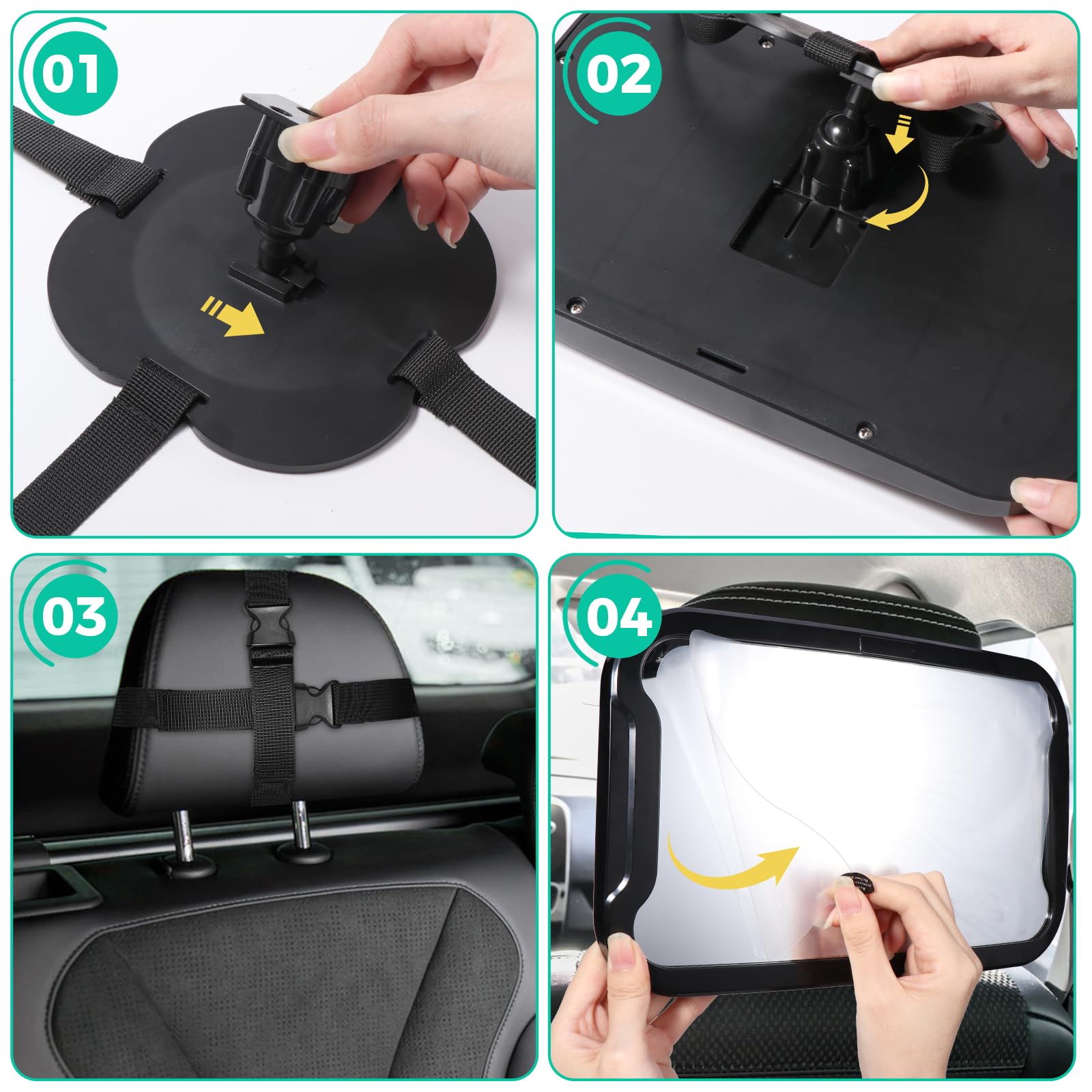 Oderra Espejo Coche Bebé Asiento Trasero, Irrompible y Ajustable 360° Espejo Bebe Coche - Espejo Seguro - Accesorio Esencial para Recién Nacidos