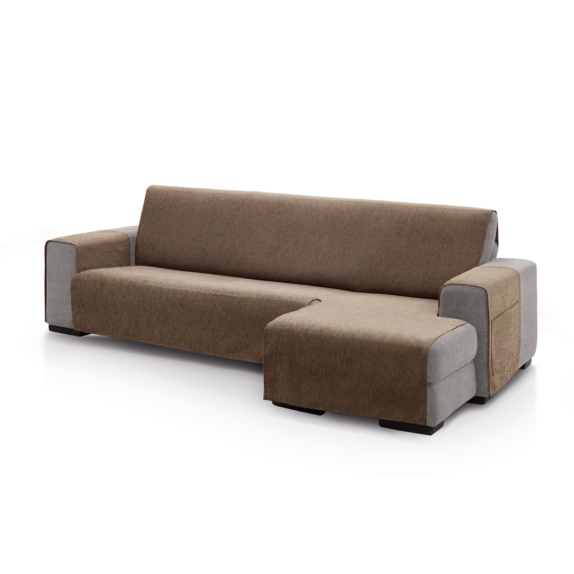 Cubre Sofá Chaise Longue Brazo Derecho 240 (Visto de Frente) | Modelo PEGO | Ante | Chenilla Tacto Extra Suave, Protector Chaise de Calidad Hecho en España con Material Reciclado
