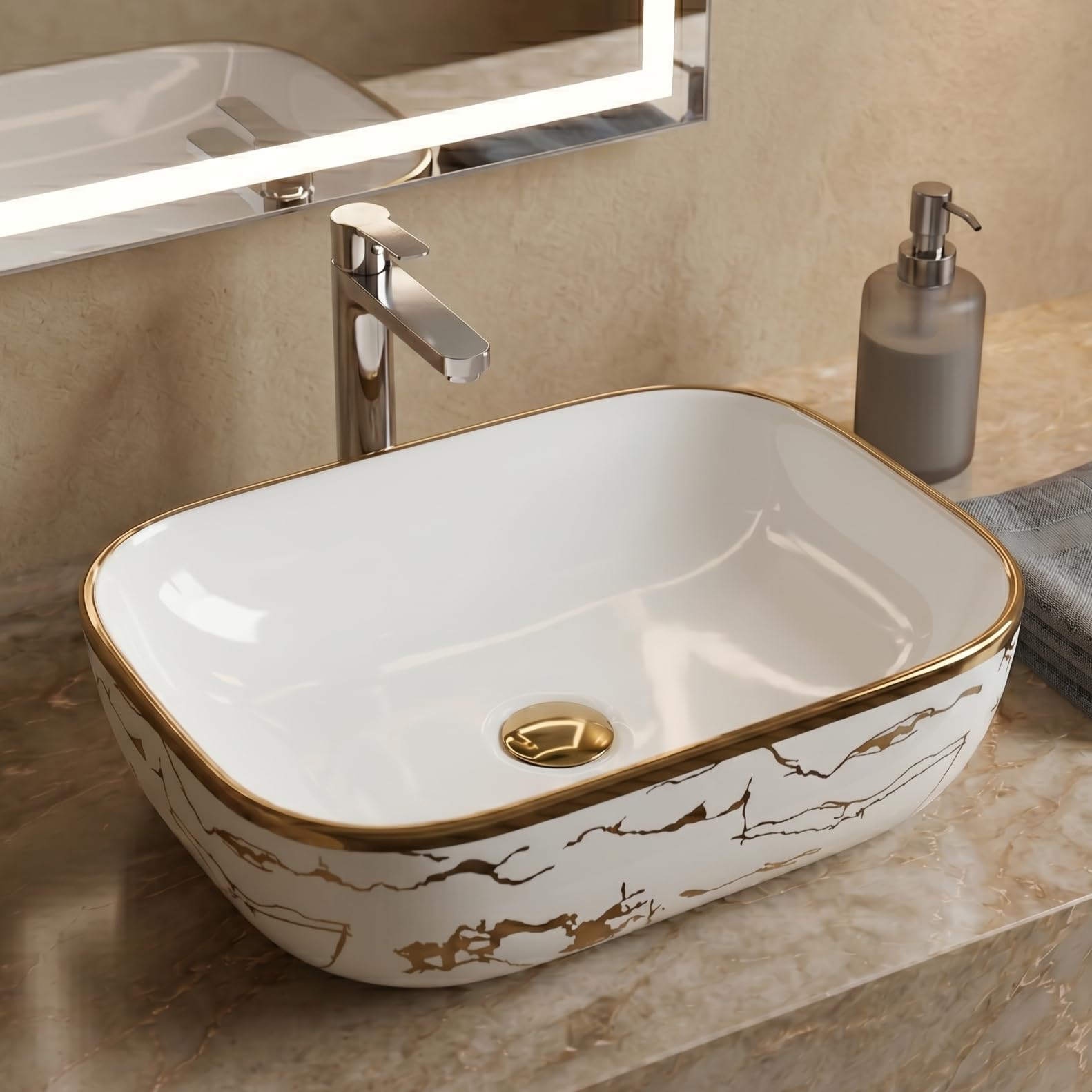 BASSINO Table Top Wash Basin - Glossy Blue & Gold -12 BASSINO Table Top Wash Basin - Glossy Blue & Gold -12