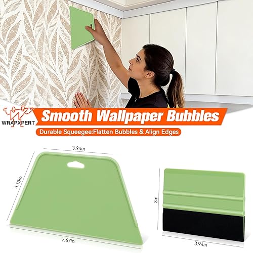 Miniatura 3 de WRAPXPERT Papel Pintado Herramientas Kit de herramientas de alisado de papel tapiz con espátula de fieltro, rodillo de costura, raspador de afeitar,