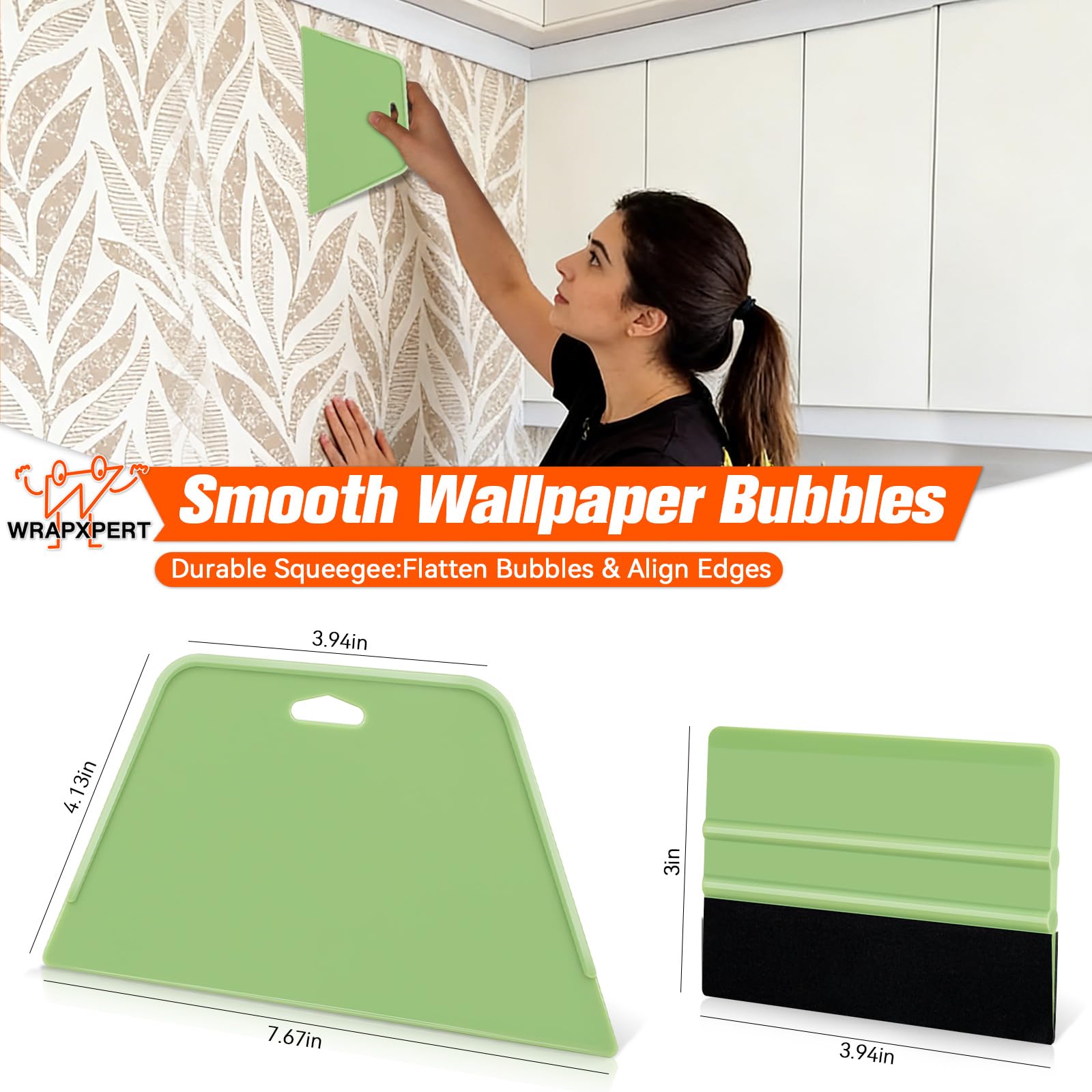 WRAPXERPT - Kit de herramientas de alisado de papel tapiz para despegar y pegar, herramientas para colgar papel tapiz con espátula de fieltro para azulejos de vinilo, baño, película de ventana
