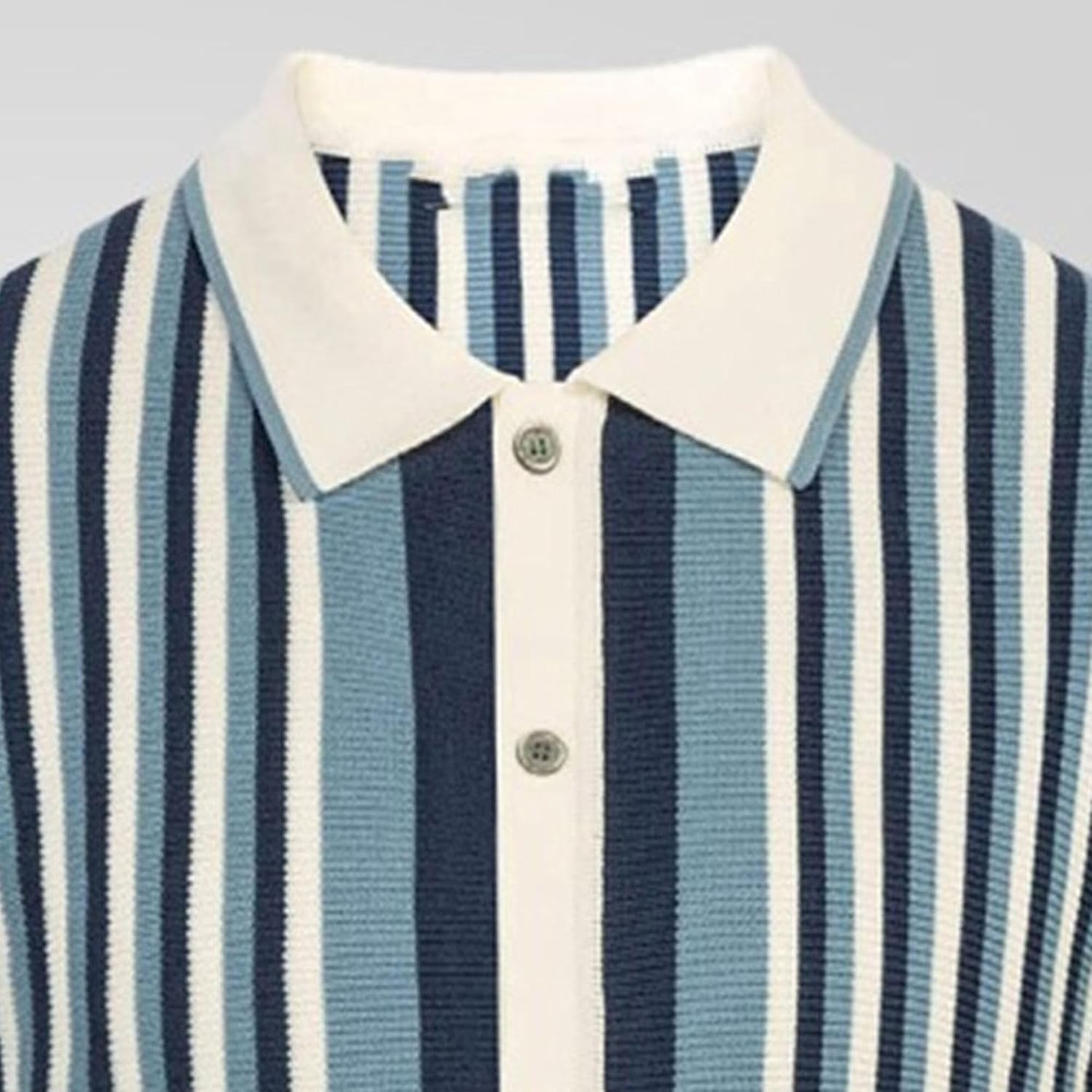 Maiyifu-GJ Men's Slim Fit Button Down Polo Shirts Short Sleeve Ribbed Knit Stretch Polo Shirts Business Casual Lapel Tees