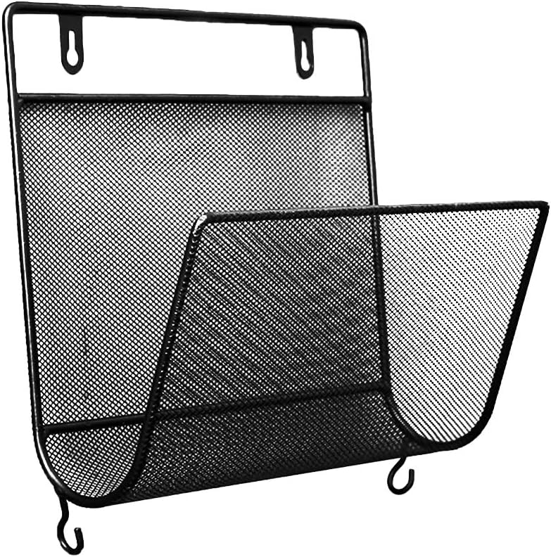 VIXPET Metal Wall Magazine Rack with 2 HooksBlack Home