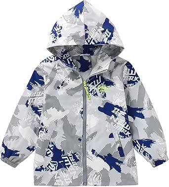 Veste imperméable à capuche coupe-vent à capuche pour garçons avec