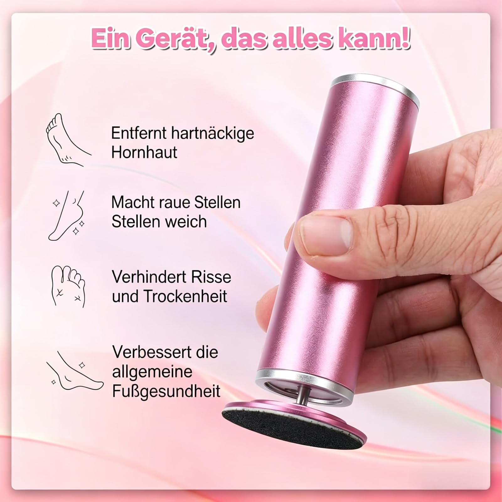 Dermaglide Hornhaut Entferner,Foot Glow Hornhaut Entferner,Professioneller Elektrischer Hornhautentferner mit 60 austauschbaren Schleifpapierscheiben für Abgestorbene Haut & Schwielen