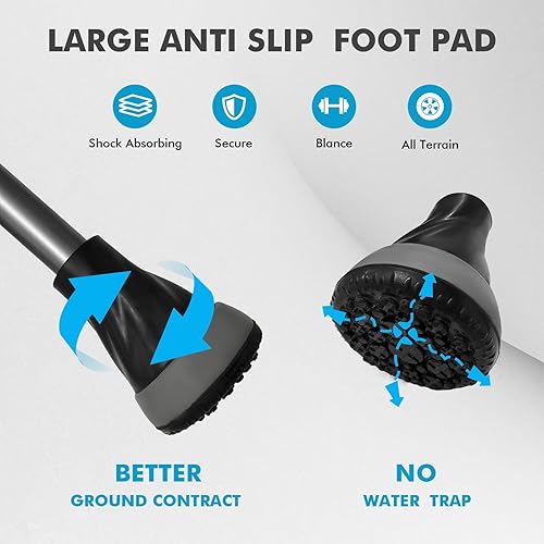 Miniatura 5 de Muletas plegables de aluminio para axilas, muletas para caminar en las axilas, altura ajustable de 4 pies 11 pulgadas a 5 pies 6 pulgadas, diseño de