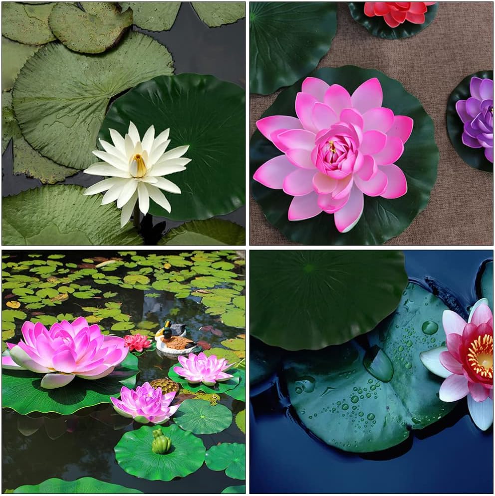 DOITOOL Artificial Lotus Leaves 15.7 Inch Floating Foam Pads Fishpond Aquarium Pool Decoration Realistic Water Lily Pads for Garden Patio Party Display Set of 3