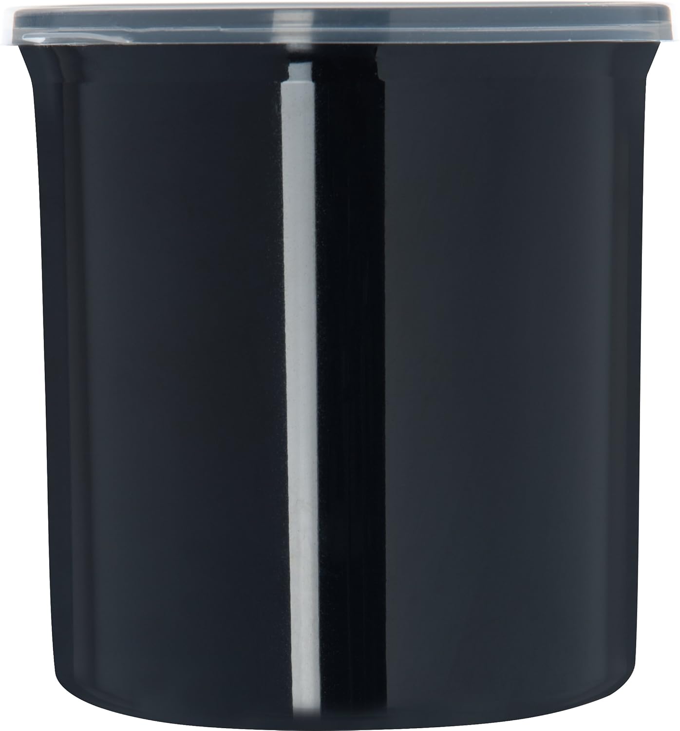 Carlisle FoodService Products Classic Round Storage Container Crock with Lid for Kitchen, Restaurants, Home, Plastic, 1.2 Quarts, Black