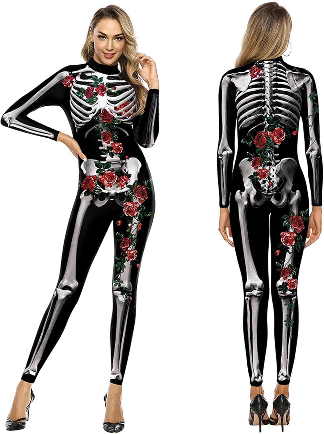 KatchOn Halloween Roses Skeleton Costume - Women's Skeleton Bodysuit