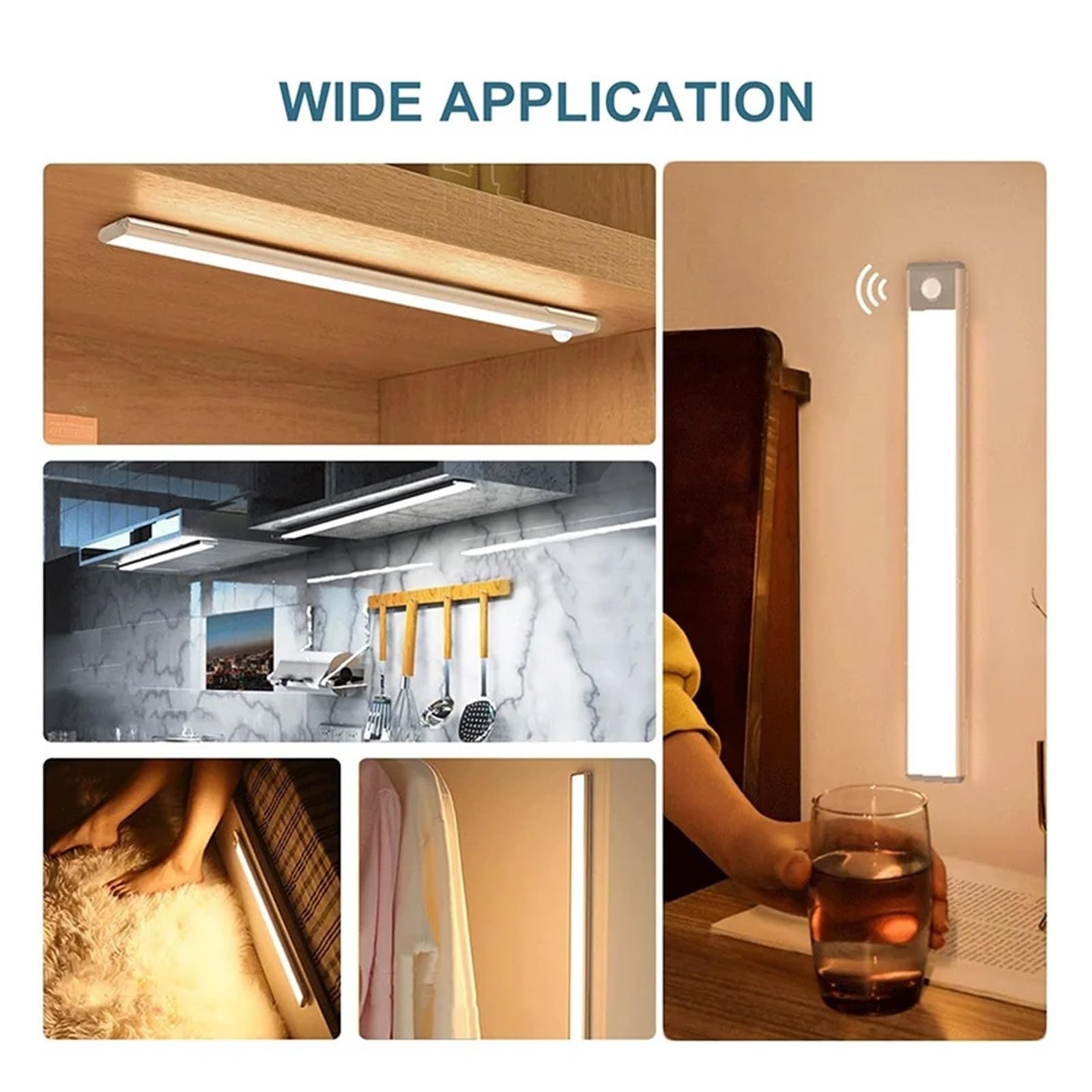 OśWietlenie Szafek Lampy LED Z Czujnikiem Ruchu Do Szafek, Ściemnialne Światło Nocne Do Salonu, Szafy, Kuchni, Lampy LED, Bezprzewodowa Lampa Nocna Z Czujnikiem Ruchu łAtwy Montaż(60CM Sensor Light)