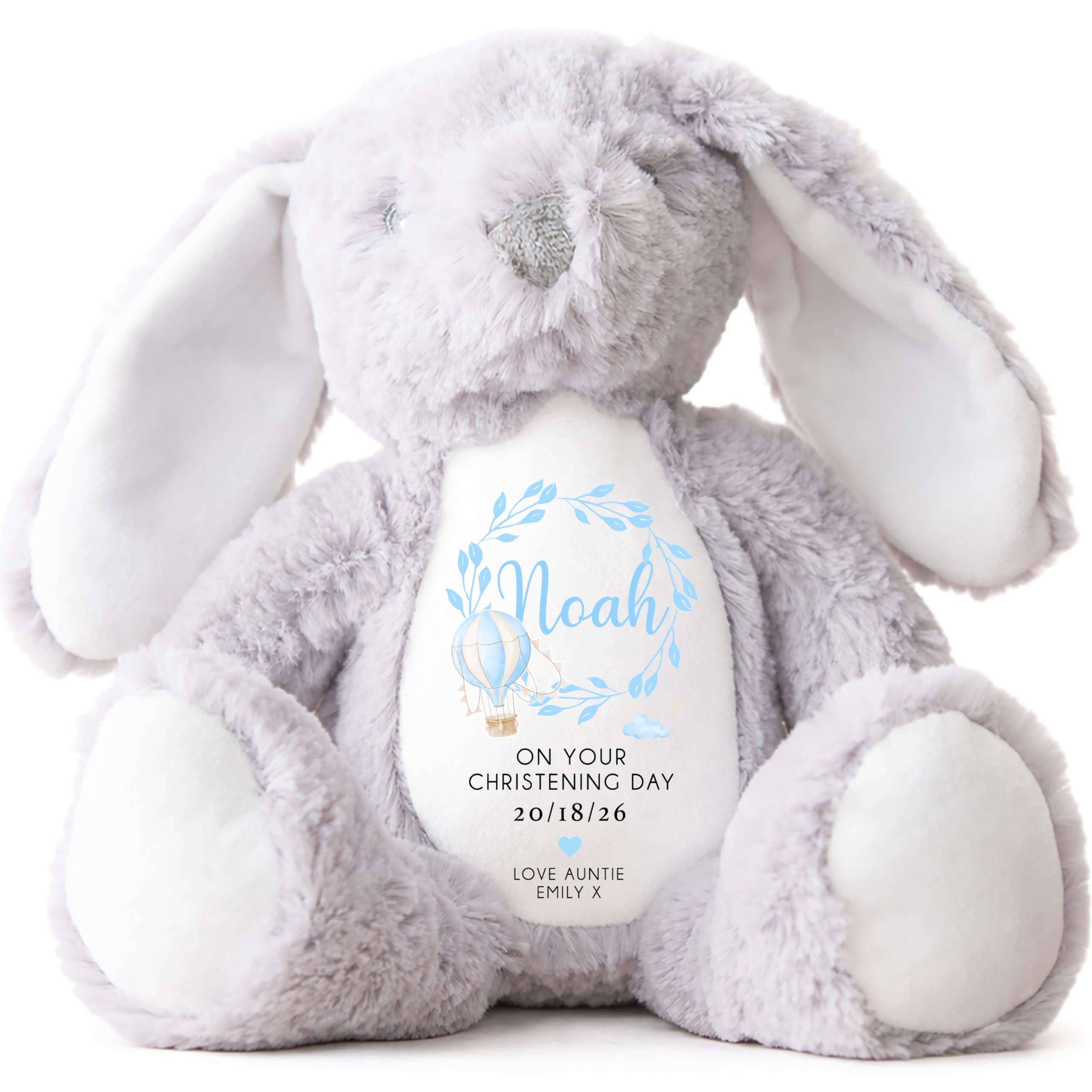 Personalised Teddy, Custom Christening Teddy | Keepsake | Personalised Christening Gift, Custom Baptism Gift | Baptism Gifts for Boys, Blue Balloon