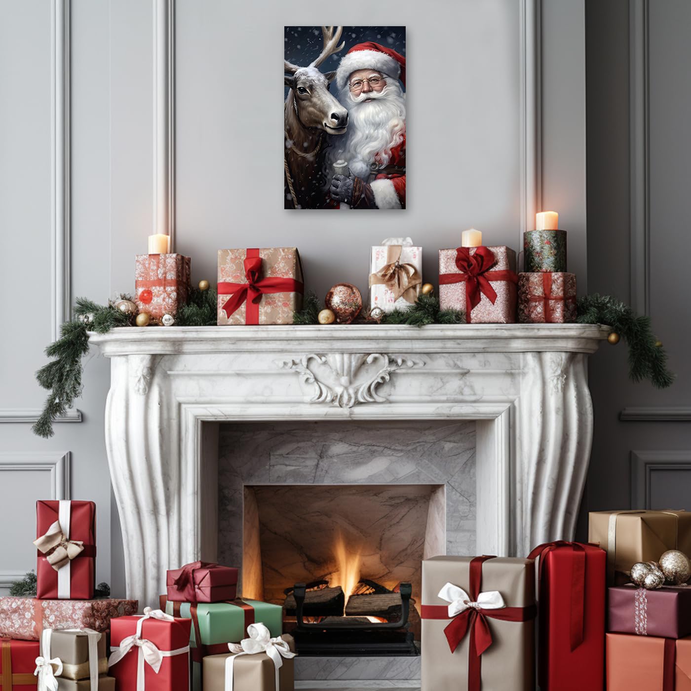 Amazon.com: CCWACPP Santa Claus Canvas Wall Art Christmas Decor