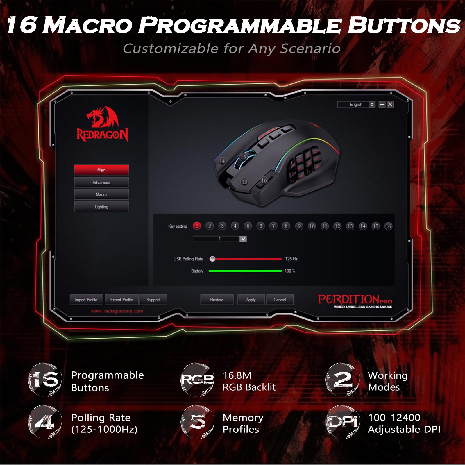 Redragon M901 Wired Gaming Mouse Mmo Rgb Led Backlit Mice | Desertcart INDIA