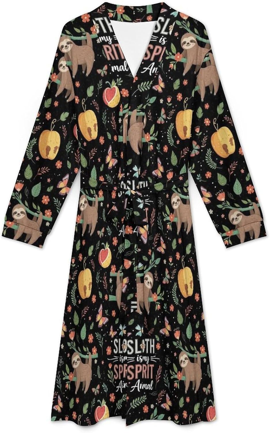 Women Men Kimono Robe Full-Length, Adults Casual Long Sleeve Bathrobes Open Front for Shower, Spa, Pajama Party