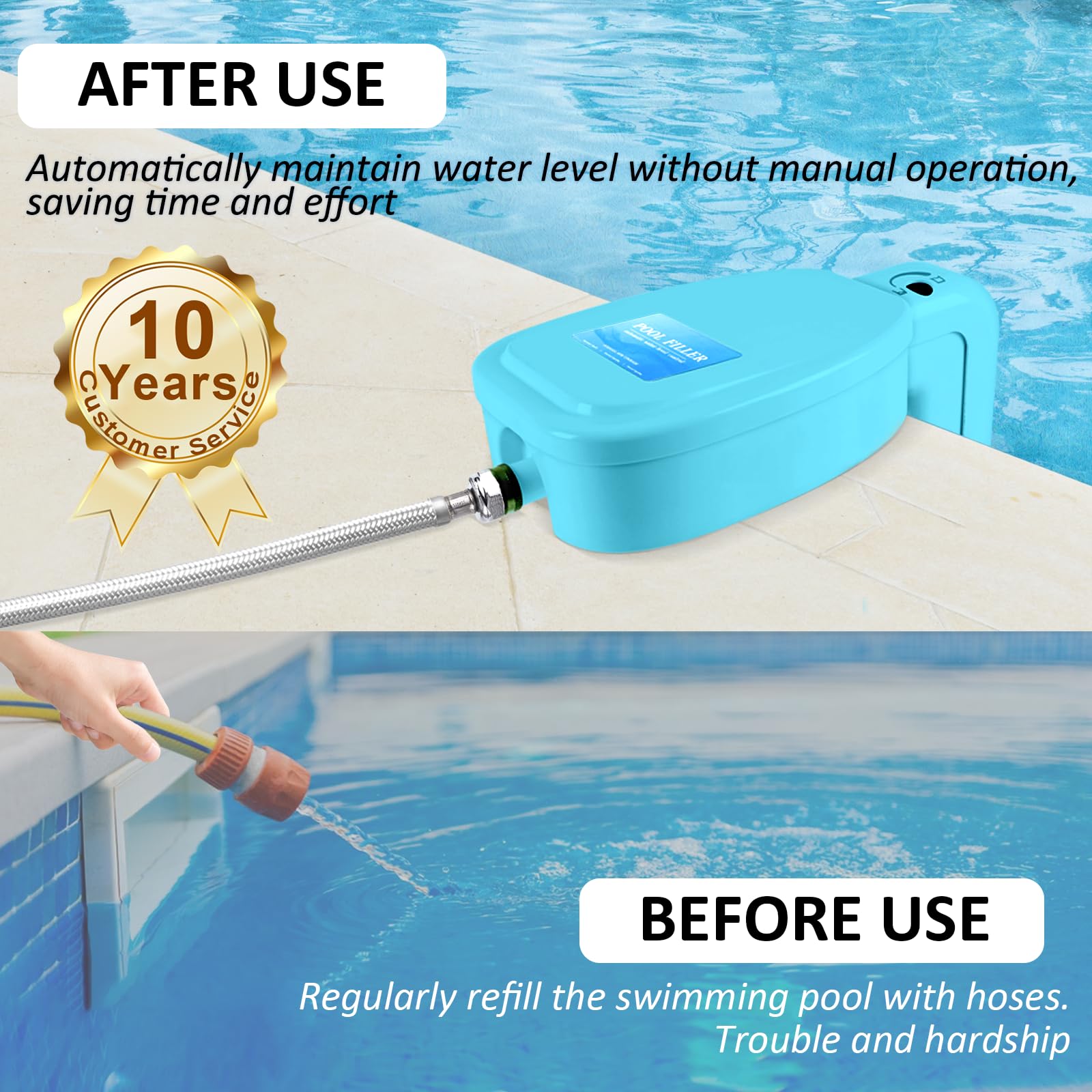 2025 Upgrade] Blauer Pool-Wassernivellierer, Automatischer Poolfüller Für Pool, Spa, Teich-Wassernivellierer, Mit Wasserstandregulierung