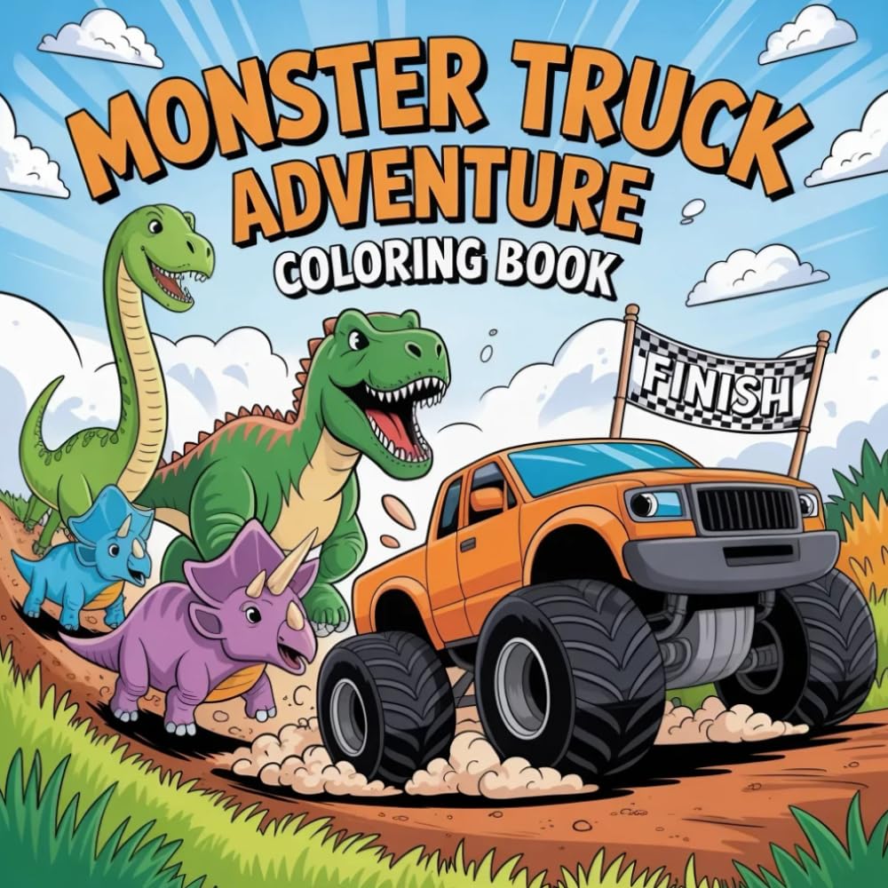 Monster Truck Adventure Coloring Book: Cute Monster Trucks, Fun Adventures & Creative Coloring Pages For Kids Ages 4–10