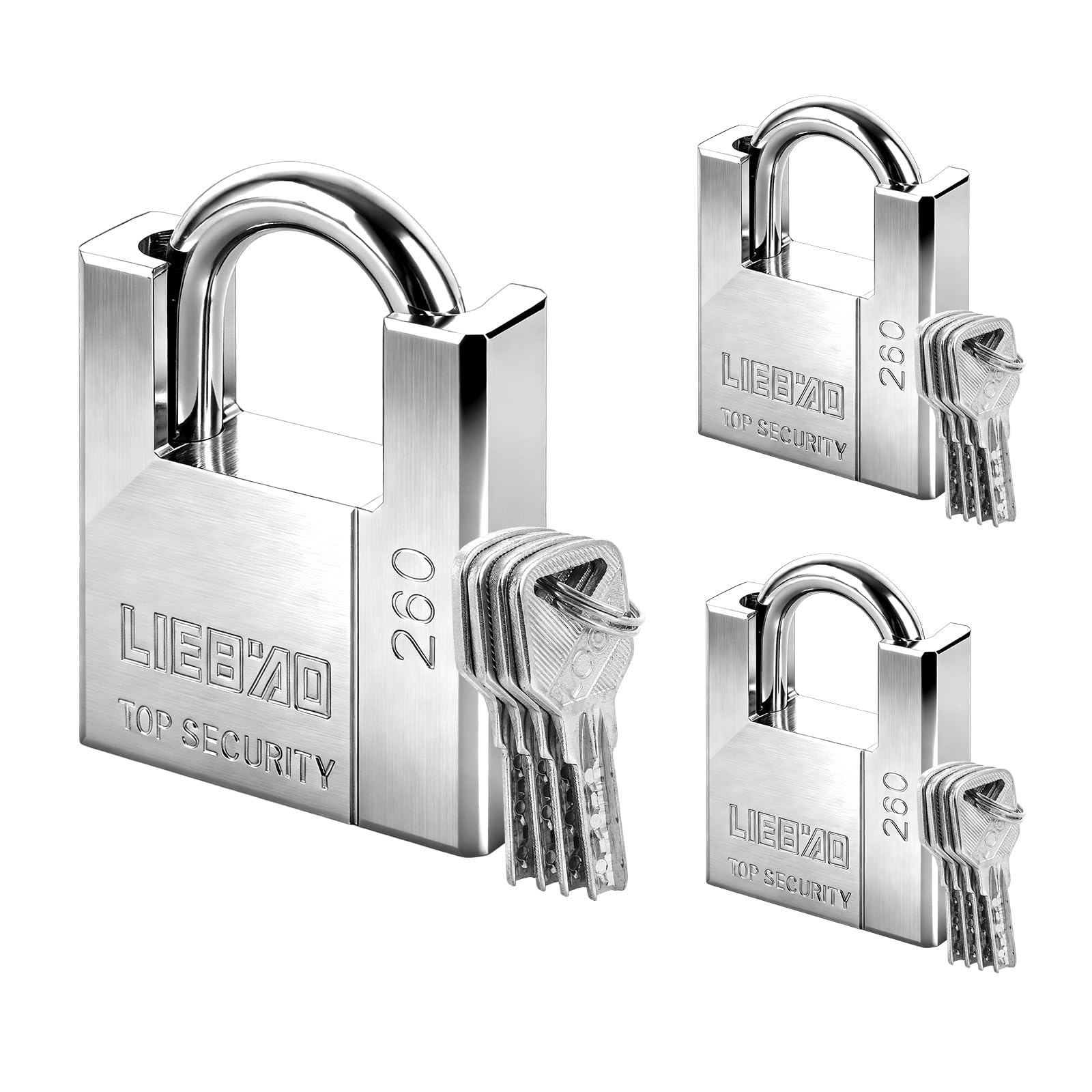WENLISELL 3 PCS Heavy Duty Padlocks with Keys Outdoor, 60mm Security Padlocks for Outside Use, Waterproof Container Padlocks for Shed, Gate, Warehouse, Container, Garage