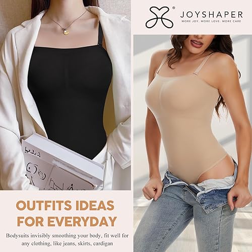 Miniatura 4 de JOYSHAPER Body sexy sin tirantes para mujer, con hombros descubiertos, sin costuras, camiseta sin mangas, leotardo de una pieza