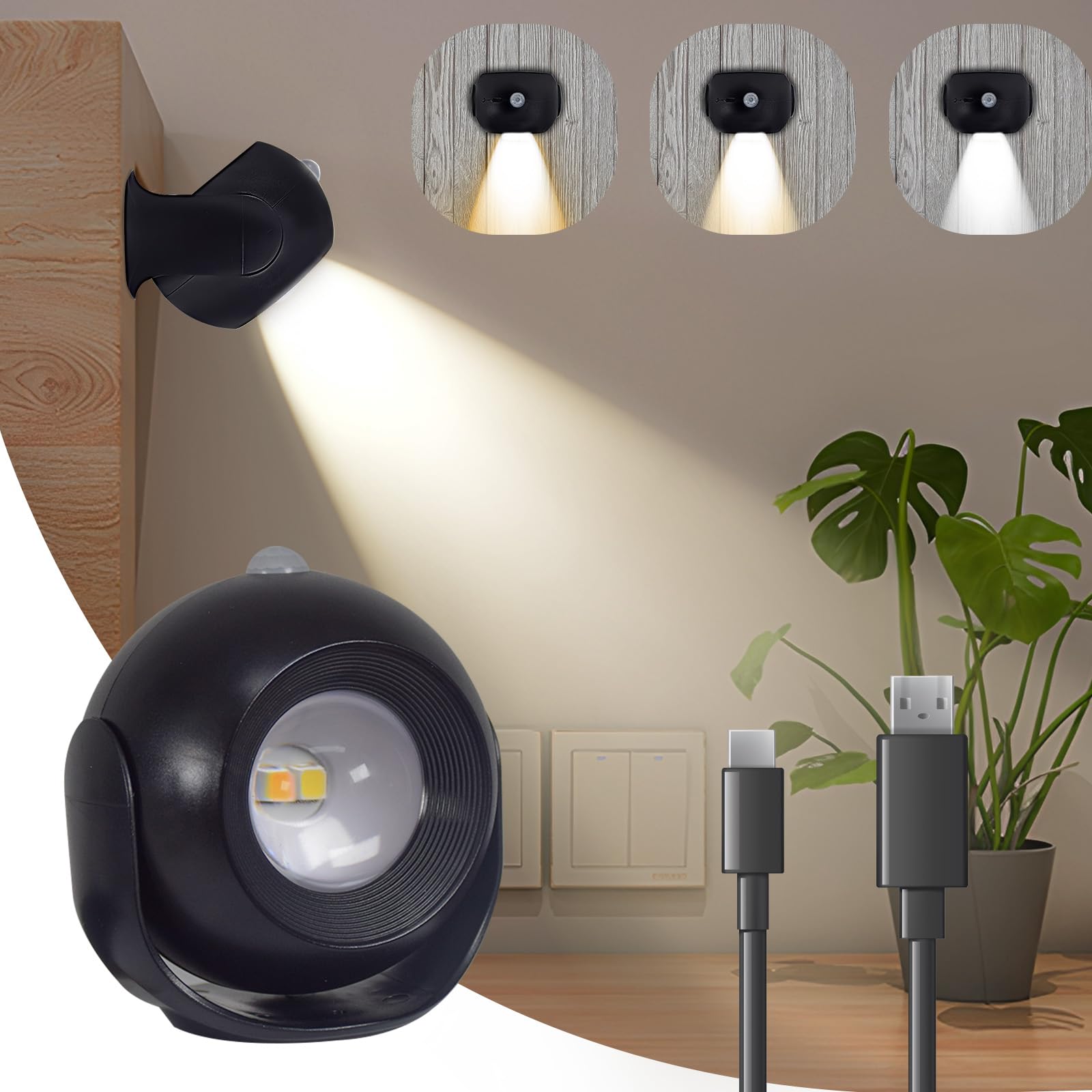 Melofo Motion Sensor Light 1200mAh, Sunset Lamp, Black 1 Pack