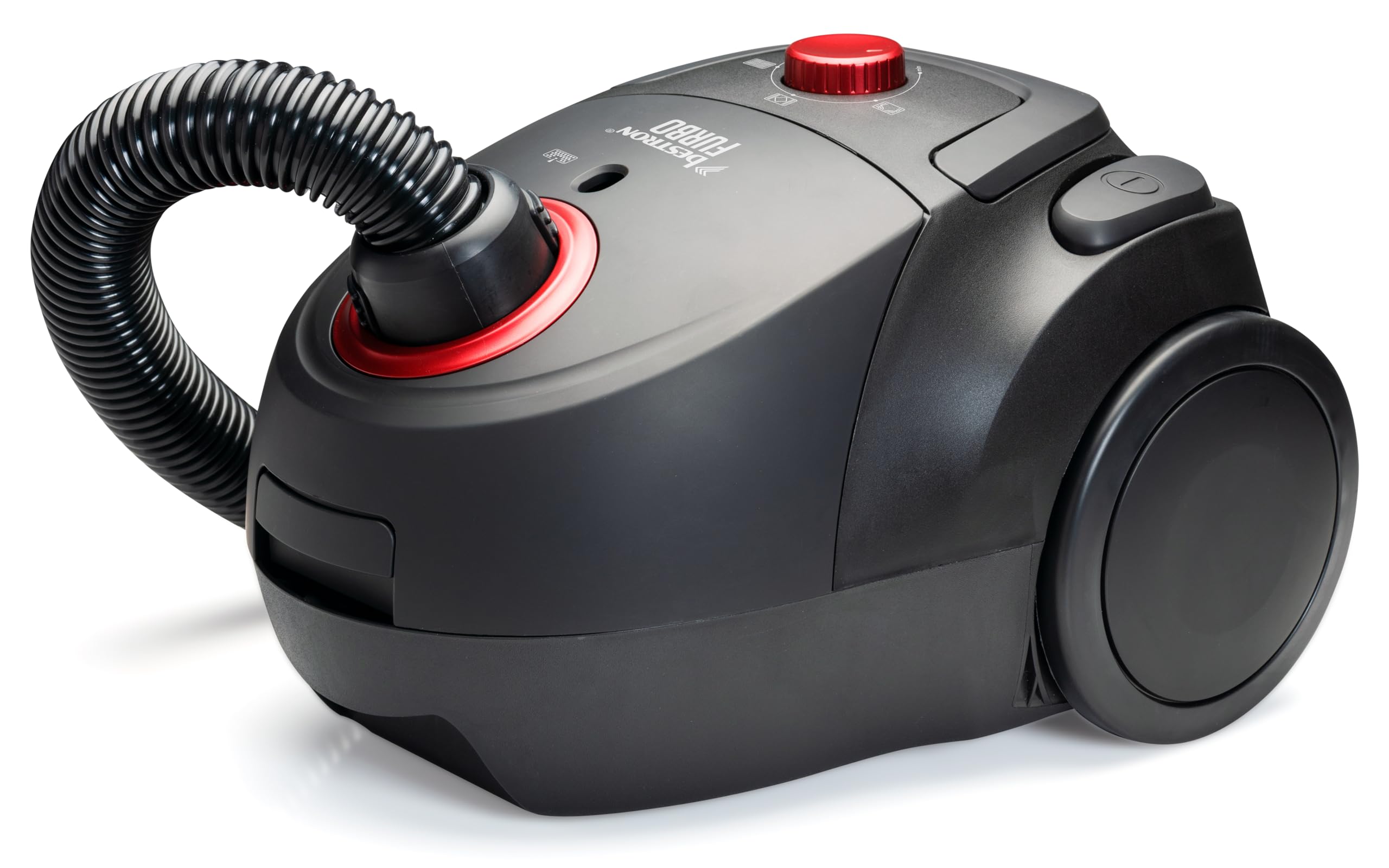 Bestron Aspirapolvere con sacchetto, aspirapolvere a pavimento con 3 sacchetti per aspirapolvere, asta telescopica da 94 cm e bocchetta reversibile, raggio d'azione 7,5 m, HEPA12 lavabile e
