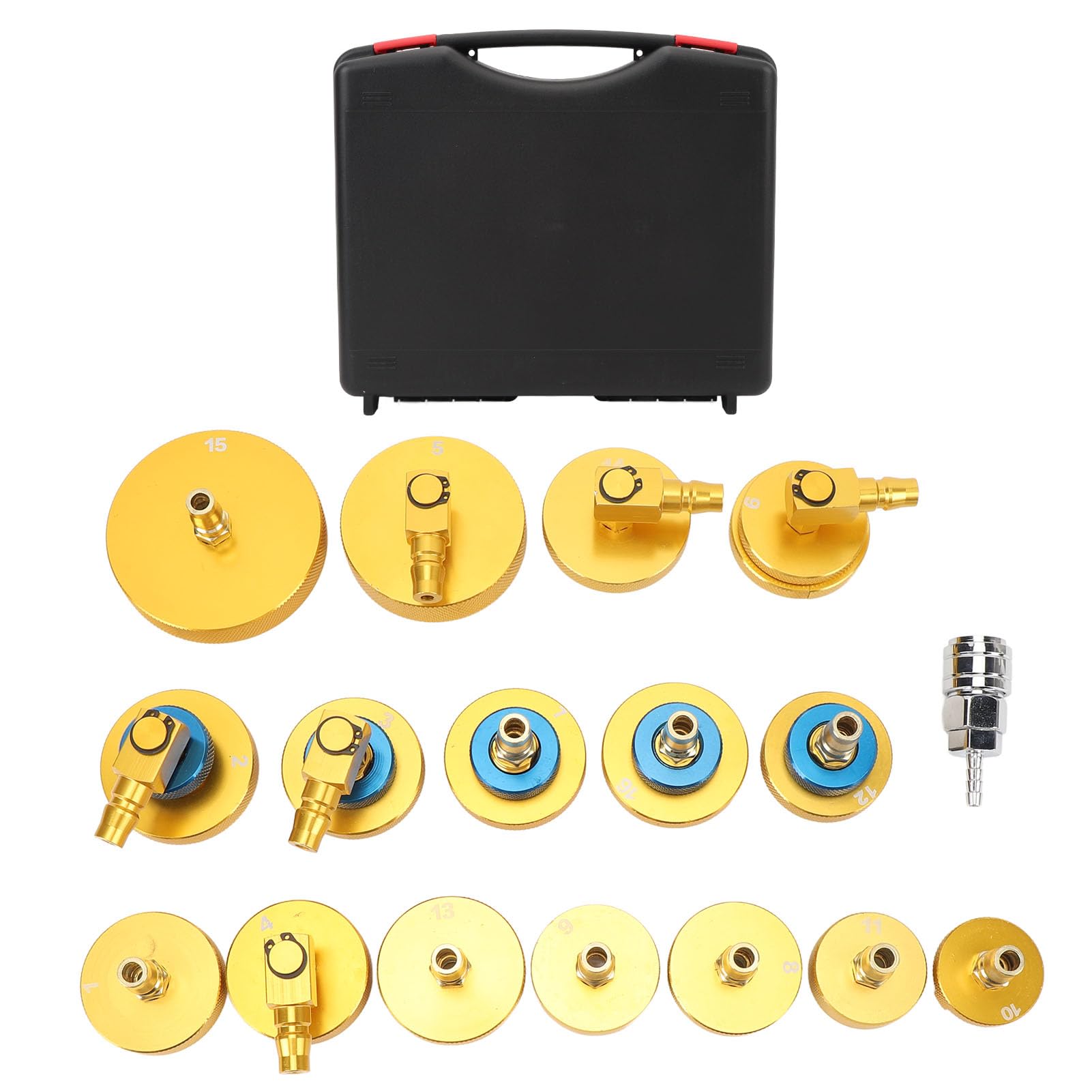 Keenso Kit Adaptador de Hemorragias de Fluido de Frenos de 17 Piezas, Conexión de Herramientas de Sangrado de Freno Eficiente, Adaptadores de Aluminio Establecidos para la Mayoría de