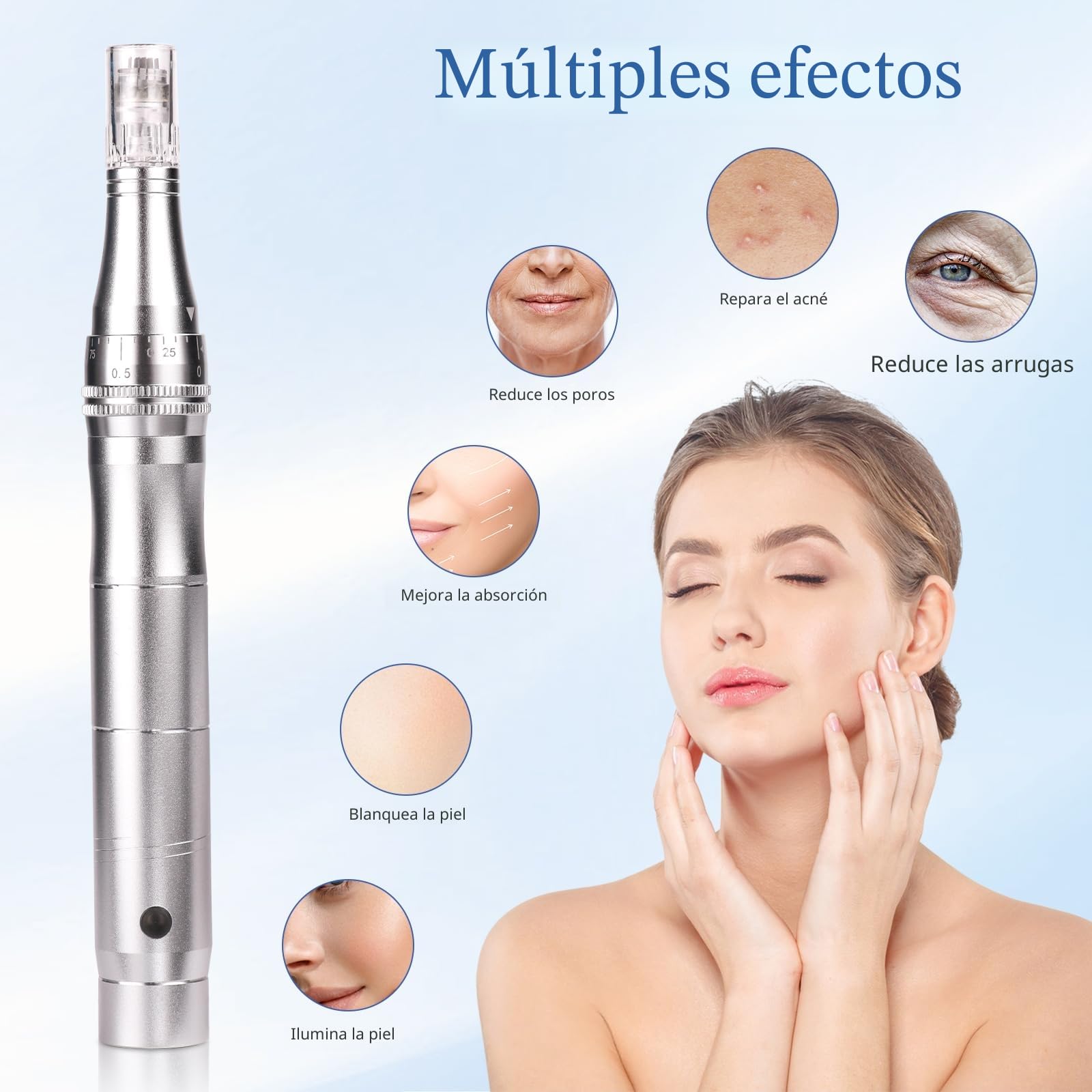 CARER SPARK Dermapen Eléctrico, Dermapen Profesional 0.25 mm-2.0 mm con 5 Niveles de Velocidad para Cuidado de la Piel Antiarrugas y Antienvejecimiento (Incluye 12 cartuchos de agujas)