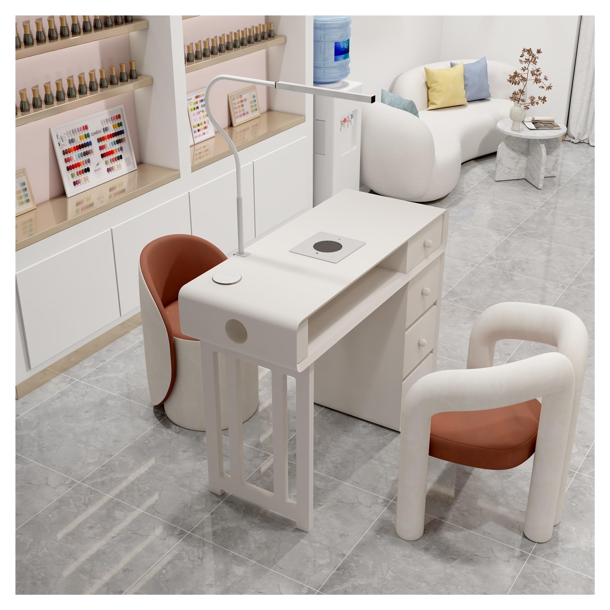Professioneller Nageltisch mit 80W Absaugung – Maniküre Tisch mit LED-Beleuchtung, Kabellosem Laden, UV-Lampe kompatibel –Nagelstudio & Heimgebrauch(39.37IN/100CM)