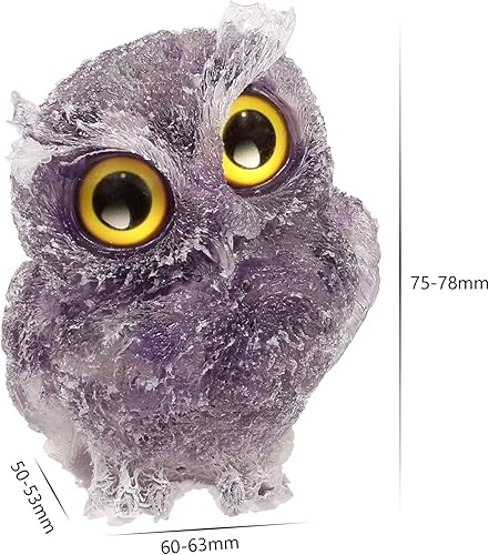 Miniatura 8 de mookaitedecor Estatua de búho de cuarzo rosa, escultura de estatua de búho nocturno, adorno de cristal para decoración del hogar, oficina de